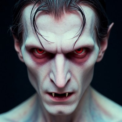 Vampire man with red eyes