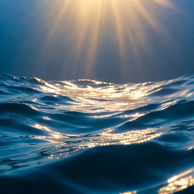 Ocean Waves with Sunlight Rays