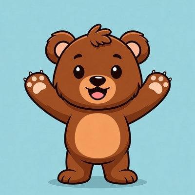 Cute cartoon bear waving arms