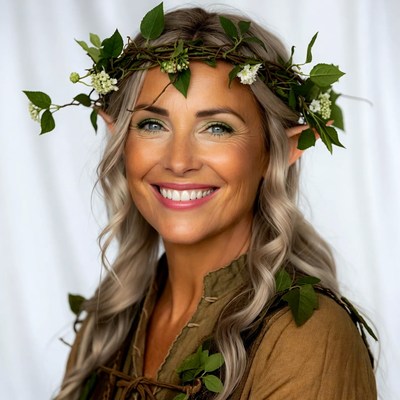 Woman with leaf crown and elf ears
