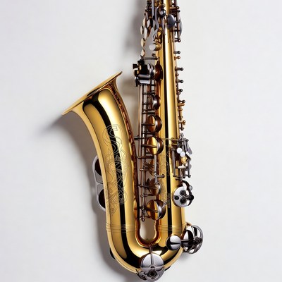 Golden Alto Saxophone Hanging Isolated