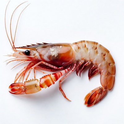 Fresh tiger prawn on white background