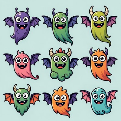 Cute Cartoon Halloween Bats