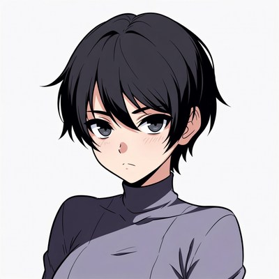 Anime girl with short black hair