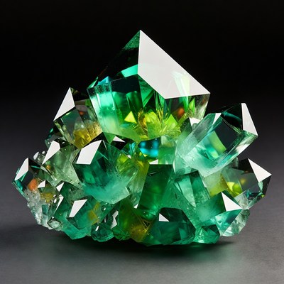 Green Fluorite Crystal Cluster