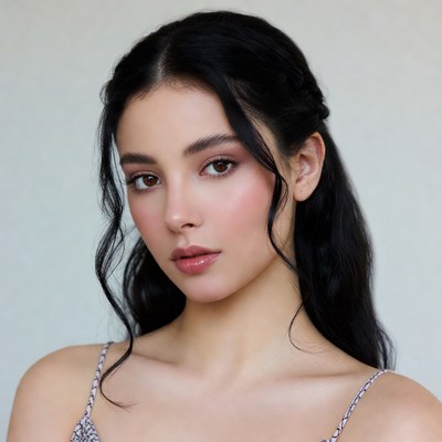 Beautiful woman with black braided hair