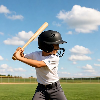 Boy swinging baseball bat