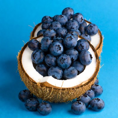 Blueberries in Coconut Halves