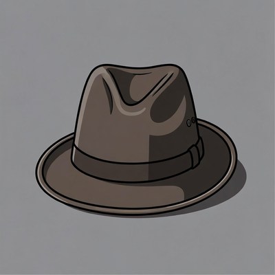 Brown fedora hat illustration