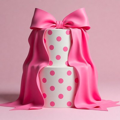 Pink Bow on Polka Dot Cake