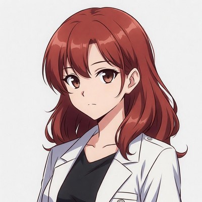 Anime girl in white lab coat
