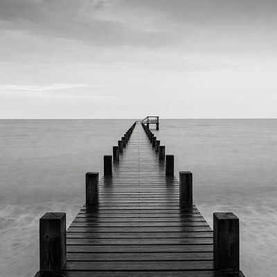 Long pier extending into calm sea