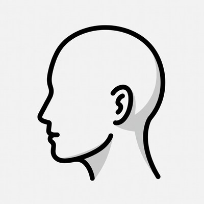 Black line profile head icon