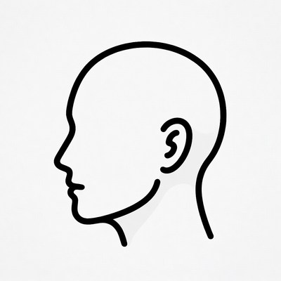 Black line art male head profile