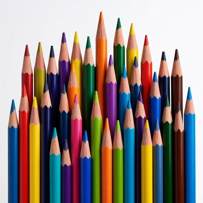 Colorful Pencils Arranged in Fan Shape