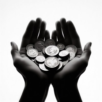 Hands Holding Coins