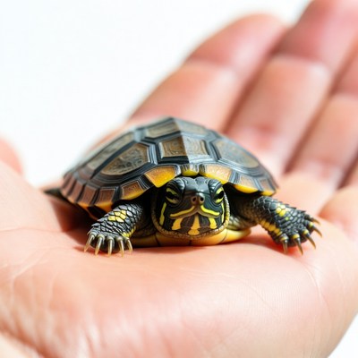 Baby turtle in human hand
