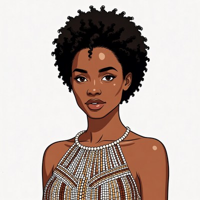 African-American woman with curly hair