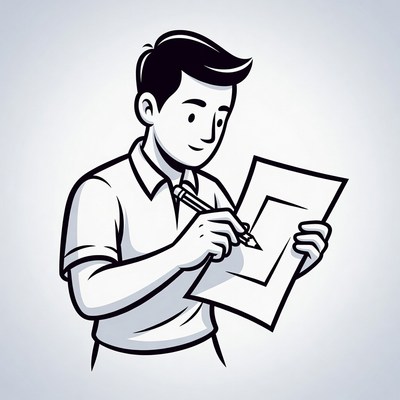 Man sketching on paper