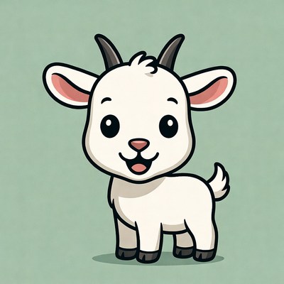 Cute cartoon baby goat
