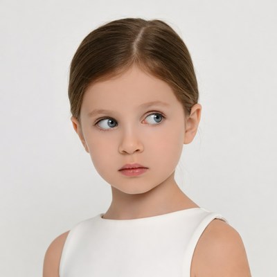 Young girl with crossed eyes