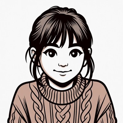Anime girl smiling in sweater