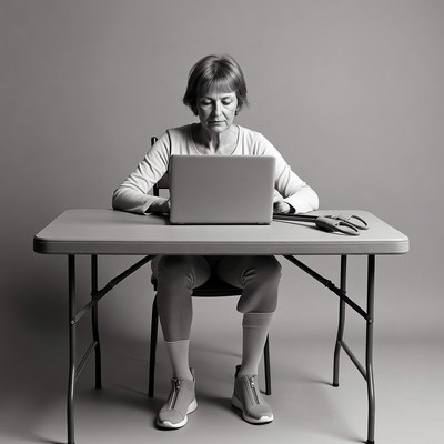 Senior woman working on laptop