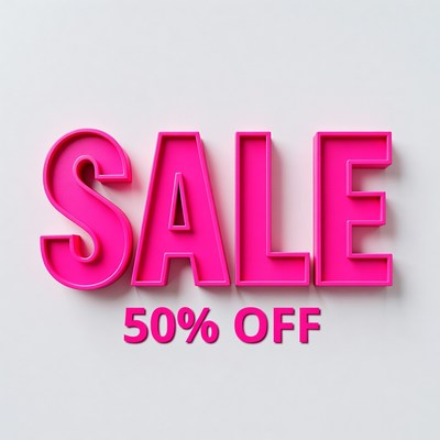 Pink 50% Off Sale Sign