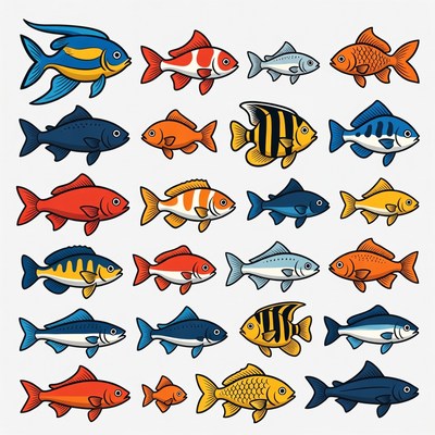 Colorful Cartoon Fish Collection