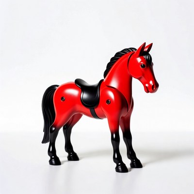 Red toy horse with saddle