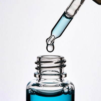 Blue Dropper Bottle with Liquid Drop