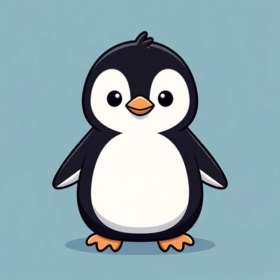 Cute cartoon penguin standing