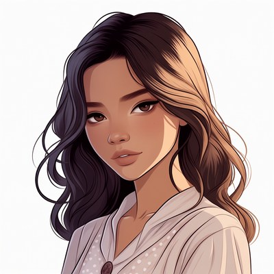 Asian woman with long wavy hair