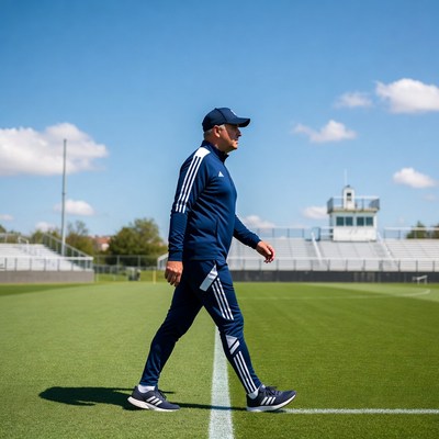 Man walking on soccer field