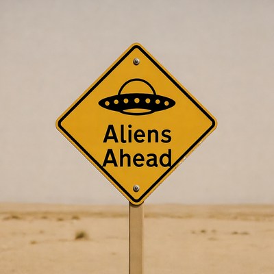 Aliens Ahead Warning Sign