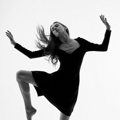 Woman dancing in black dress