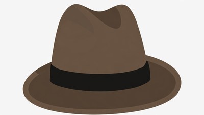 Brown fedora hat illustration