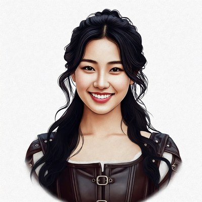 Asian woman in leather corset