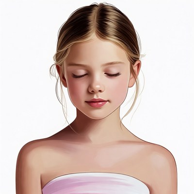 Blonde girl with closed eyes illustration