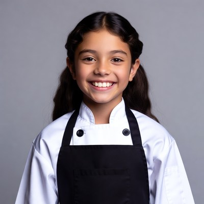 Smiling girl in chef uniform
