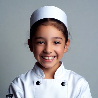 Smiling girl in chef uniform