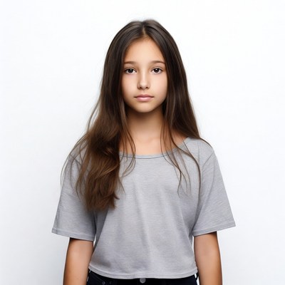Young Asian girl smiling on white background
