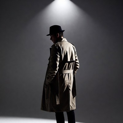 Man in trench coat and fedora