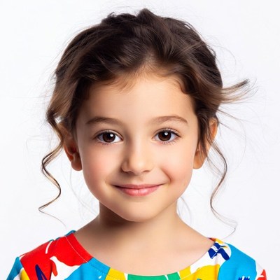 Smiling girl with curly hair