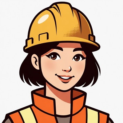 Asian woman wearing yellow hard hat