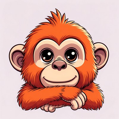 Cute cartoon orangutan smiling