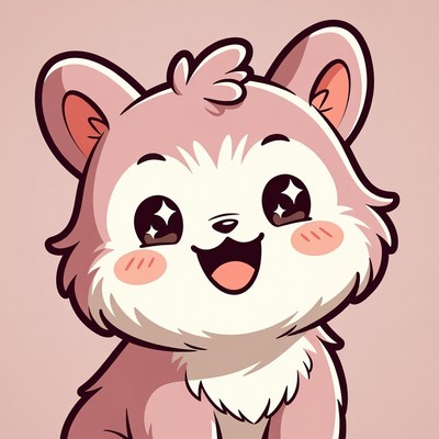 Cute pink chibi fox illustration