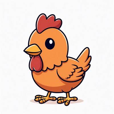 Cute cartoon orange rooster