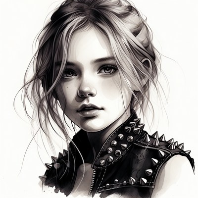 Girl with studded leather jacket