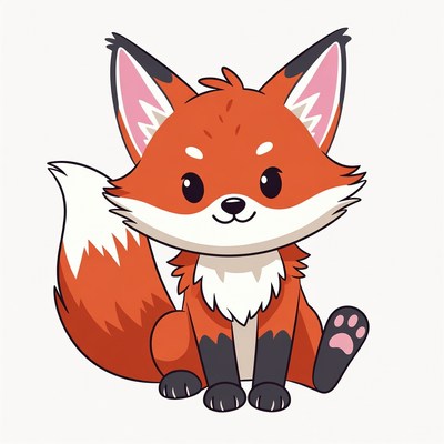 Cute cartoon red fox
